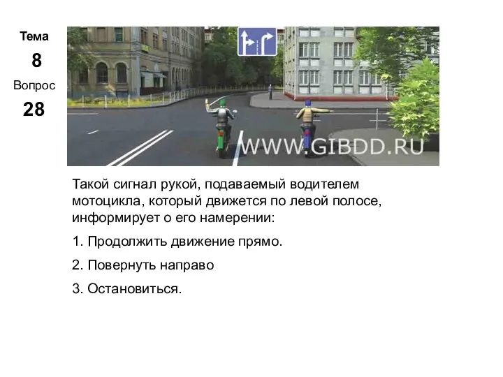 Тема 8 Вопрос 28 Метар. Панченко Такой сигнал рукой, подаваемый водителем