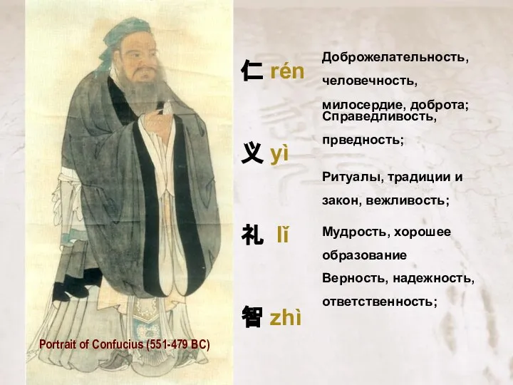 Portrait of Confucius (551-479 BC) 仁 rén 义 yì 礼 lǐ