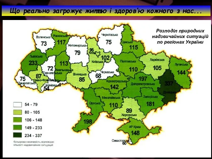 Що реально загрожує життю і здоров’ю кожного з нас... Розподіл природних надзвичайних ситуацій по регіонах України