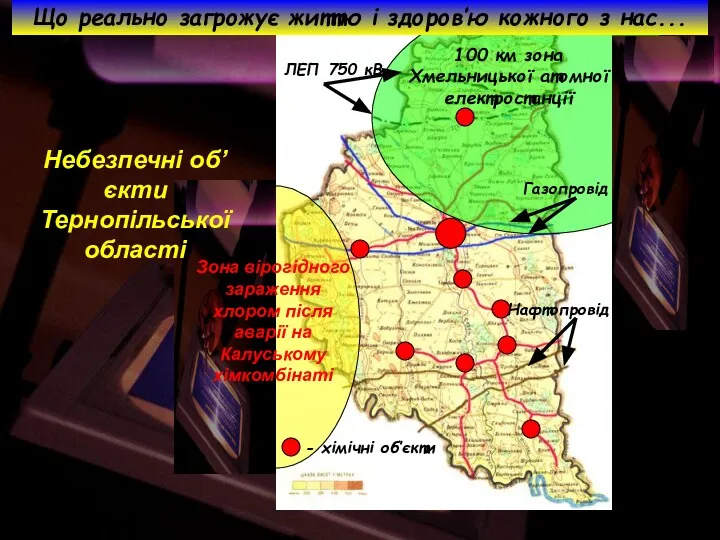 ЛЕП 750 кВ Газопровід 100 км зона Хмельницької атомної електростанції -