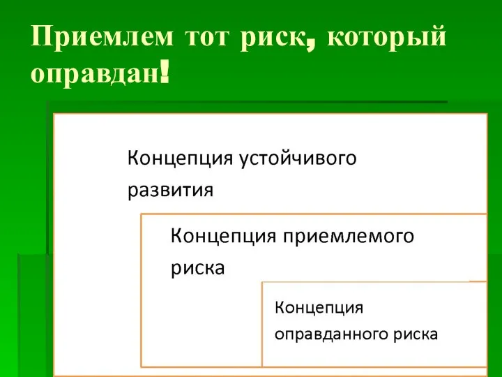 Приемлем тот риск, который оправдан!