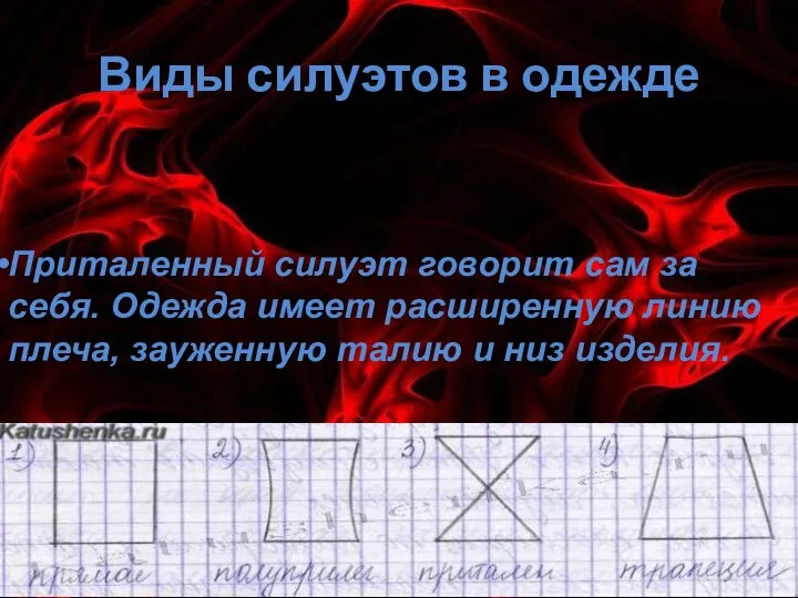 Виды силуэтов в одежде Приталенный силуэт говорит сам за себя. Одежда