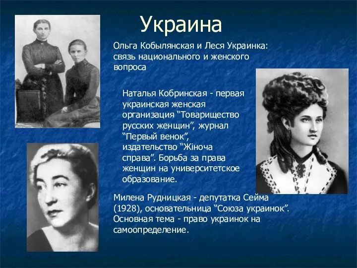 Украина Ольга Кобылянская и Леся Украинка: связь национального и женского вопроса