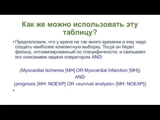 Как же можно использовать эту таблицу? Предположим, что у врача не