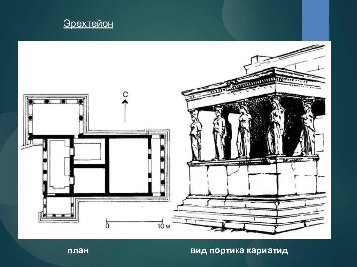 план вид портика кариатид Эрехтейон