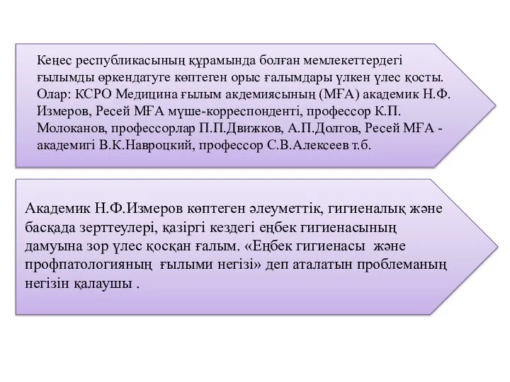 Кеңес республикасының құрамында болған мемлекеттердегі ғылымды өркендатуге көптеген орыс ғалымдары үлкен