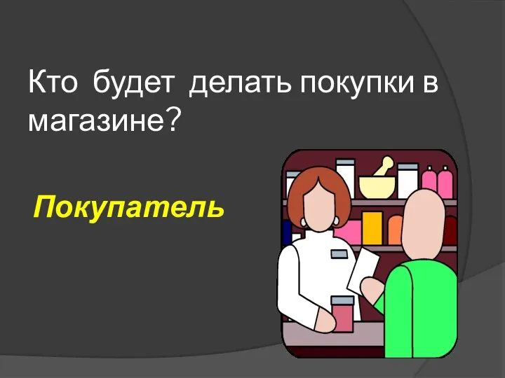 Кто будет делать покупки в магазине? Покупатель