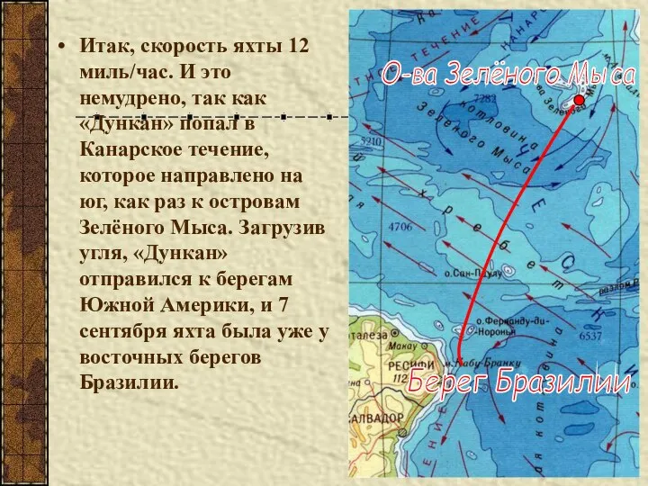 О-ва Зелёного Мыса Итак, скорость яхты 12 миль/час. И это немудрено,