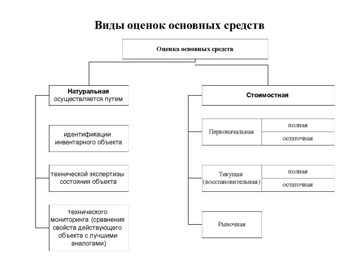 Виды оценок основных средств