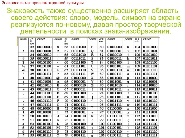 Знаковость также существенно расширяет область своего действия: слово, модель, символ на