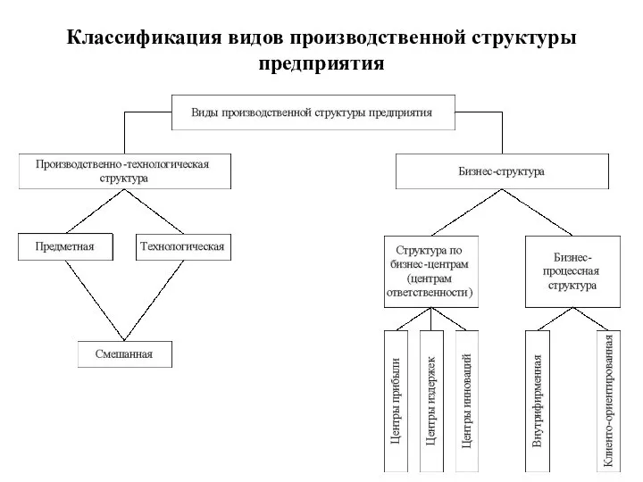 Классификация видов производственной структуры предприятия