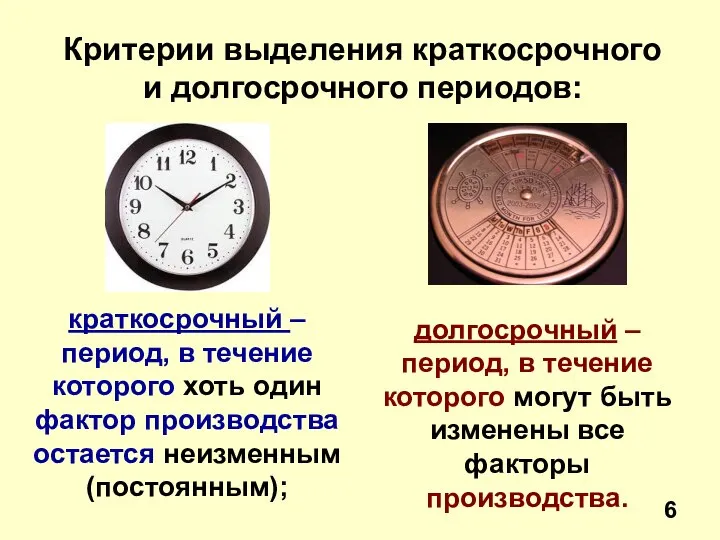 долгосрочный – период, в течение которого могут быть изменены все факторы