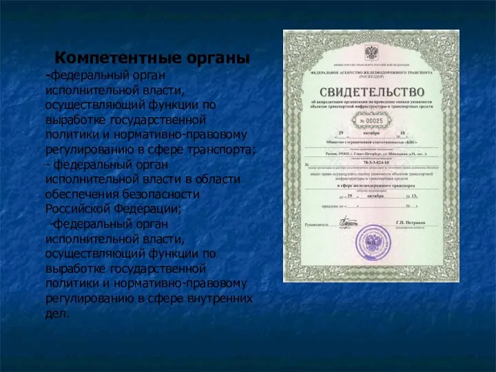 Компетентные органы -федеральный орган исполнительной власти, осуществляющий функции по выработке государственной