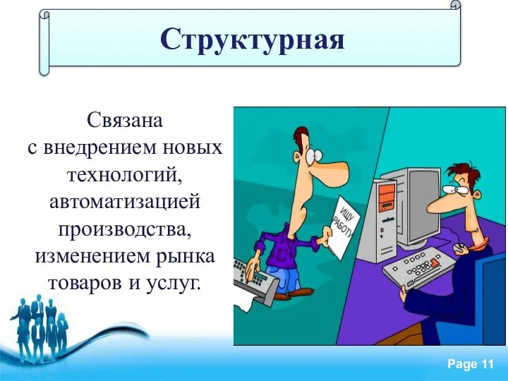 Структурная Связана с внедрением новых технологий, автоматизацией производства, изменением рынка товаров и услуг.