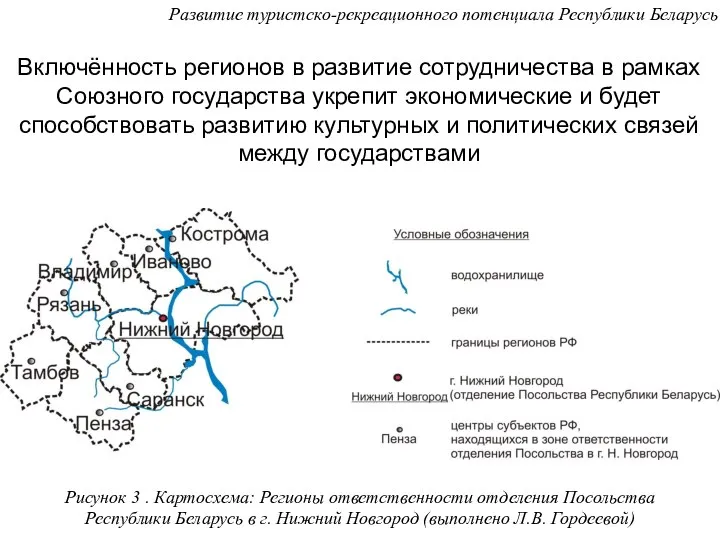 Развитие туристско-рекреационного потенциала Республики Беларусь Рисунок 3 . Картосхема: Регионы ответственности