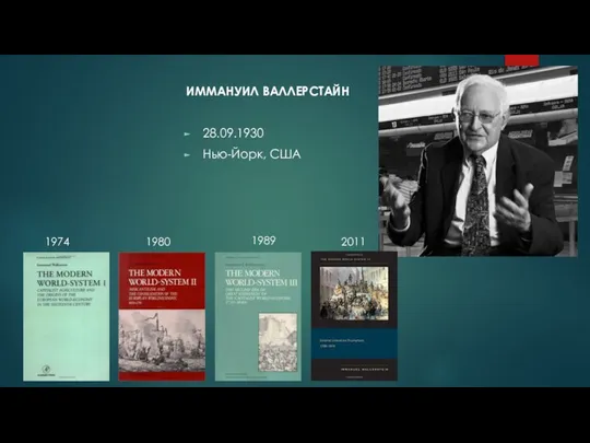 ИММАНУИЛ ВАЛЛЕРСТАЙН 28.09.1930 Нью-Йорк, США 1974 1980 1989 2011