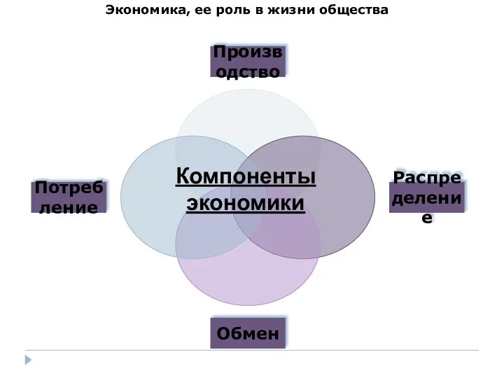 Экономика, ее роль в жизни общества Компоненты экономики