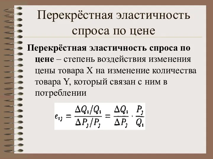 Перекрёстная эластичность спроса по цене Перекрёстная эластичность спроса по цене –