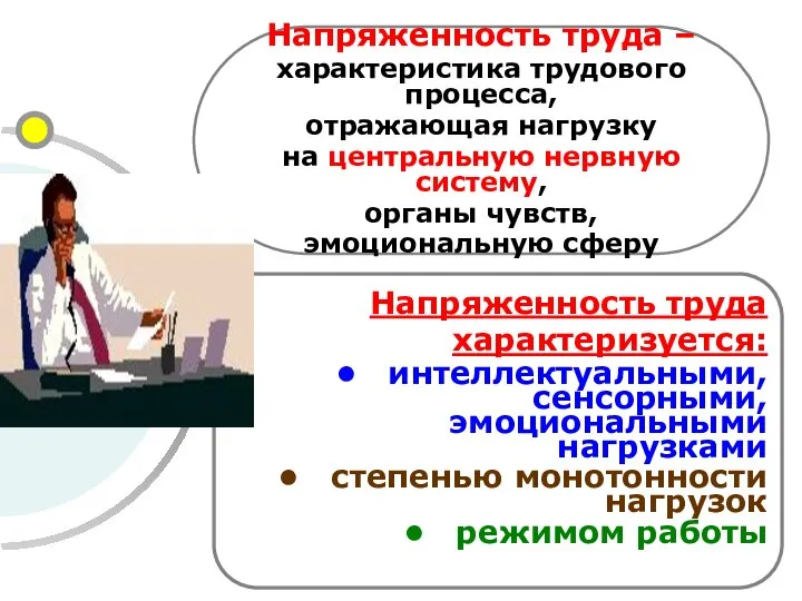 Напряженность труда – характеристика трудового процесса, отражающая нагрузку на центральную нервную