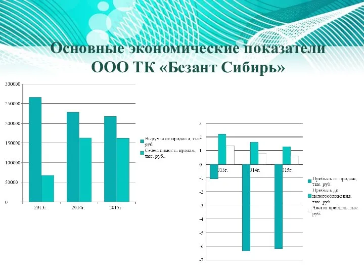 Основные экономические показатели ООО ТК «Безант Сибирь»