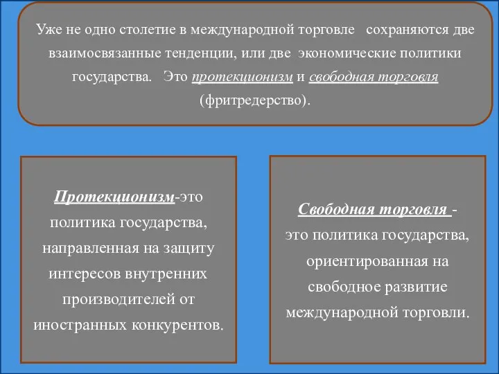 Уже не одно столетие в международной торговле сохраняются две взаимосвязанные тенденции,