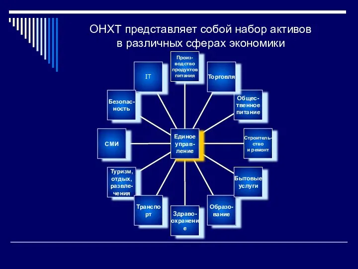 ОНХТ представляет собой набор активов в различных сферах экономики