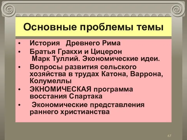 Основные проблемы темы История Древнего Рима Братья Гракхи и Цицерон Марк