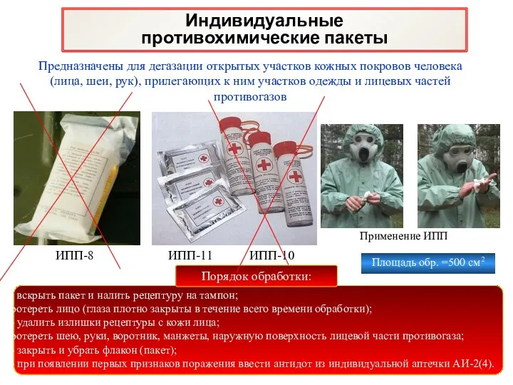 Индивидуальные противохимические пакеты ИПП-8 ИПП-10 ИПП-11 Предназначены для дегазации открытых участков