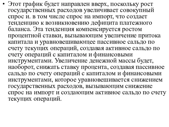 Этот график будет направлен вверх, поскольку рост государственных расходов увеличивает совокупный