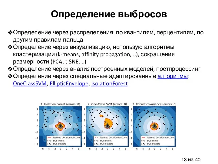 Определение выбросов Определение через распределения: по квантилям, перцентилям, по другим правилам