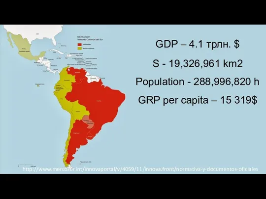 GDP – 4.1 трлн. $ S - 19,326,961 km2 Population -