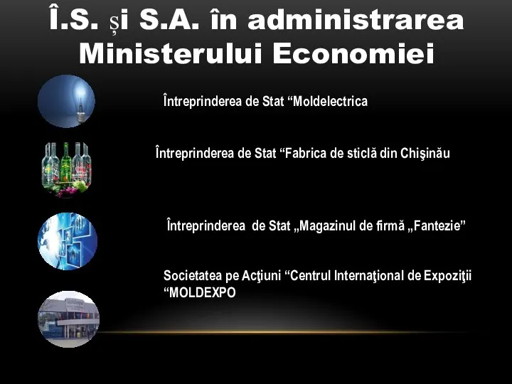 Întreprinderea de Stat “Moldelectrica Întreprinderea de Stat “Fabrica de sticlă din