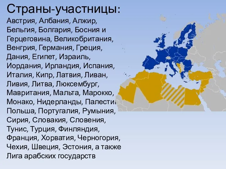 Страны-участницы: Австрия, Албания, Алжир, Бельгия, Болгария, Босния и Герцеговина, Великобритания, Венгрия,