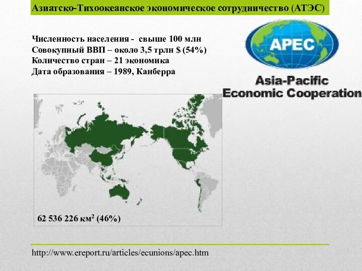 Численность населения - свыше 100 млн Совокупный ВВП – около 3,5