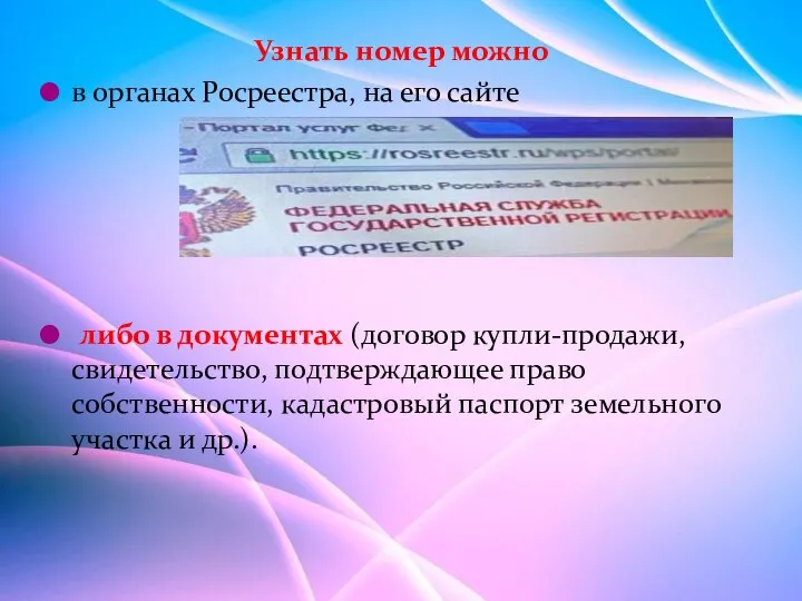 Узнать номер можно в органах Росреестра, на его сайте либо в