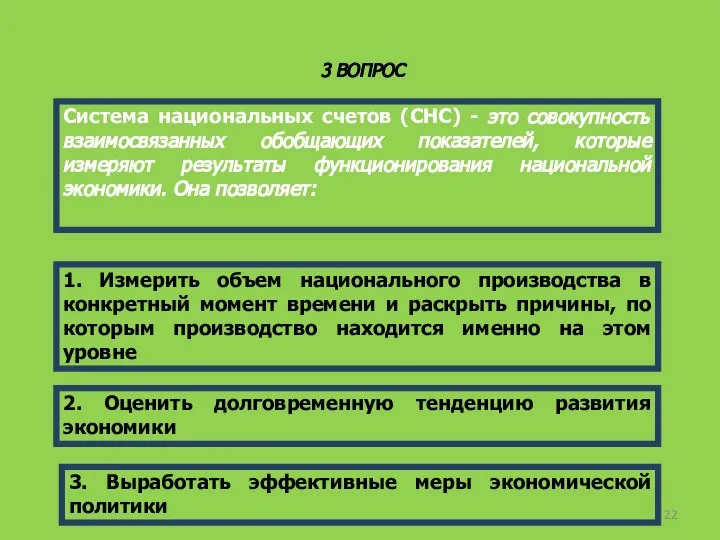 3 ВОПРОС Система национальных счетов (СНС) - это совокупность взаимосвязанных обобщающих