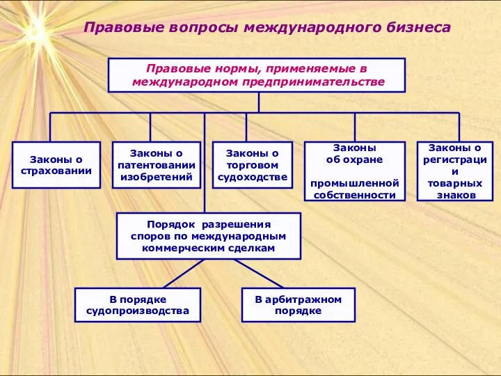 Правовые вопросы международного бизнеса Правовые нормы, применяемые в международном предпринимательстве Законы