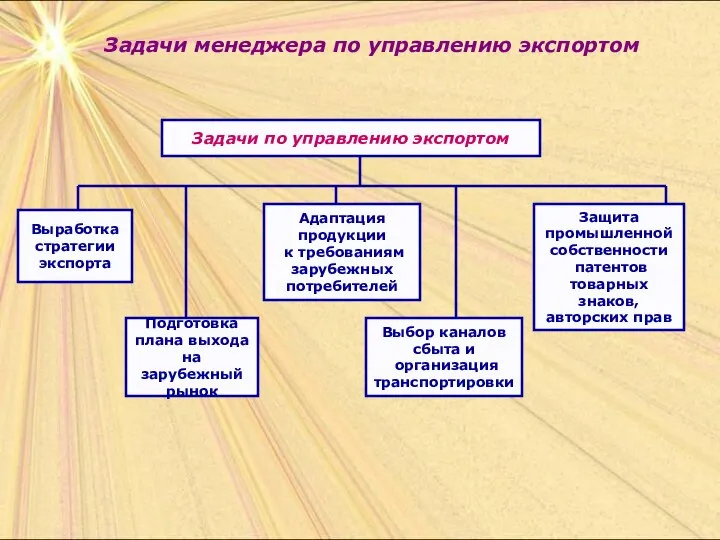 Задачи менеджера по управлению экспортом Задачи по управлению экспортом Выработка стратегии