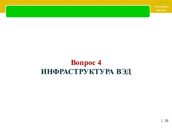 Вопрос 4 ИНФРАСТРУКТУРА ВЭД |