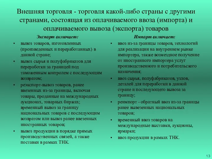 Внешняя торговля - торговля какой-либо страны с другими странами, состоящая из