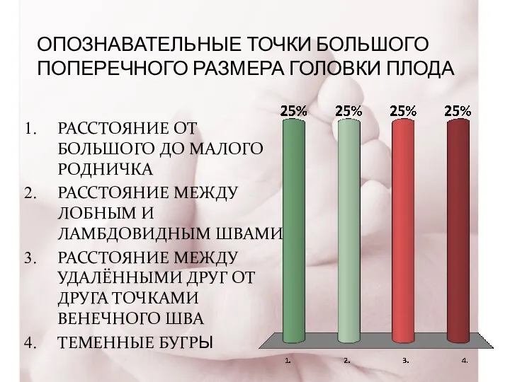 ОПОЗНАВАТЕЛЬНЫЕ ТОЧКИ БОЛЬШОГО ПОПЕРЕЧНОГО РАЗМЕРА ГОЛОВКИ ПЛОДА РАССТОЯНИЕ ОТ БОЛЬШОГО ДО