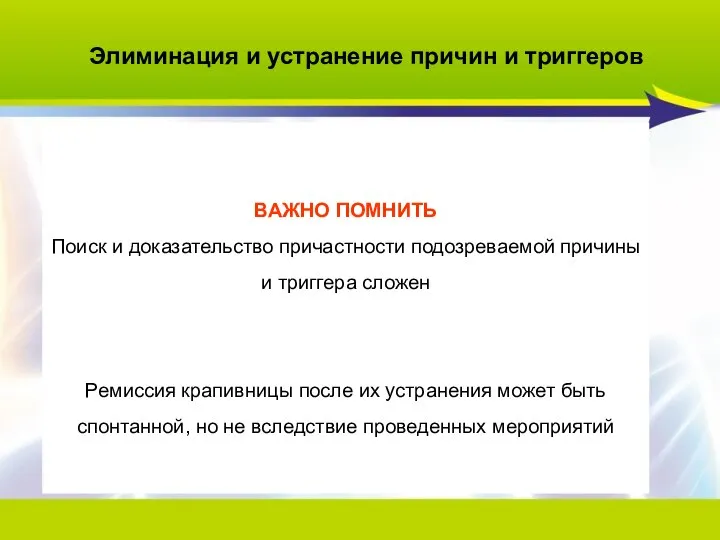 Элиминация и устранение причин и триггеров ВАЖНО ПОМНИТЬ Поиск и доказательство