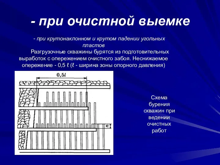 - при очистной выемке - при крутонаклонном и крутом падении угольных