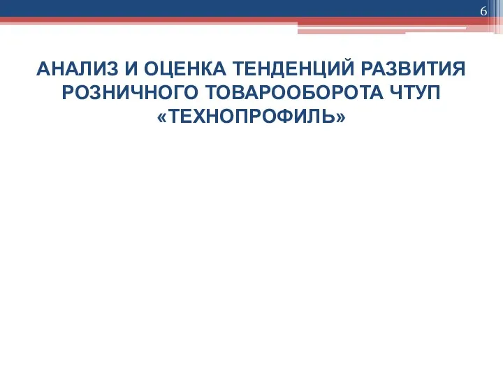 АНАЛИЗ И ОЦЕНКА ТЕНДЕНЦИЙ РАЗВИТИЯ РОЗНИЧНОГО ТОВАРООБОРОТА ЧТУП «ТЕХНОПРОФИЛЬ»