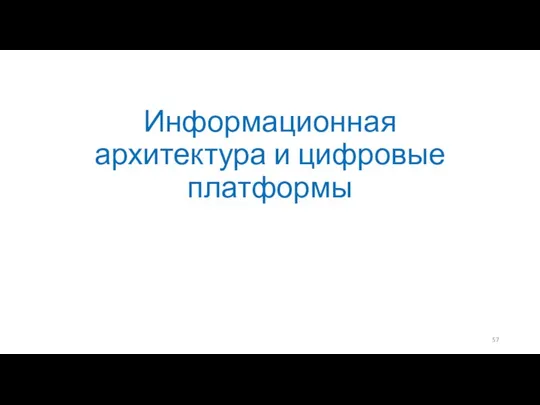 Информационная архитектура и цифровые платформы