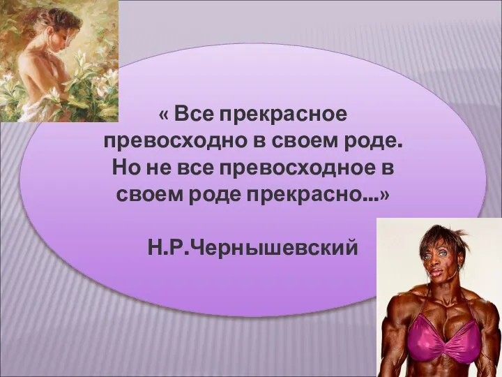 « Все прекрасное превосходно в своем роде. Но не все превосходное в своем роде прекрасно...» Н.Р.Чернышевский