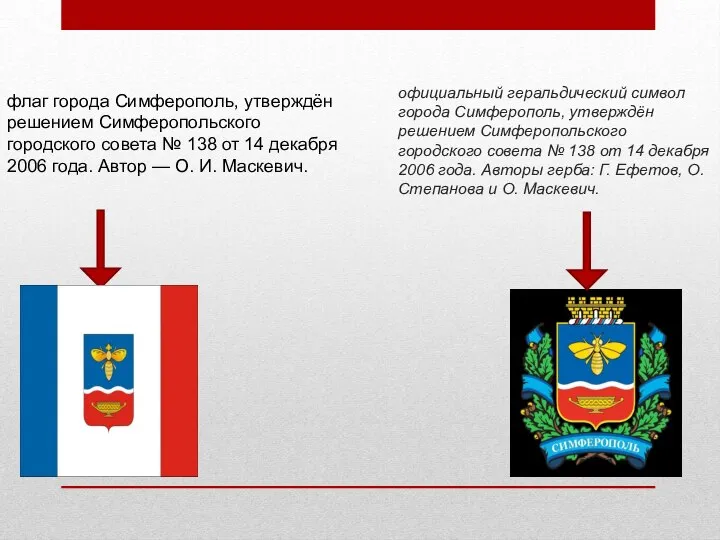 официальный геральдический символ города Симферополь, утверждён решением Симферопольского городского совета №