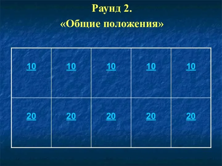 Раунд 2. «Общие положения»