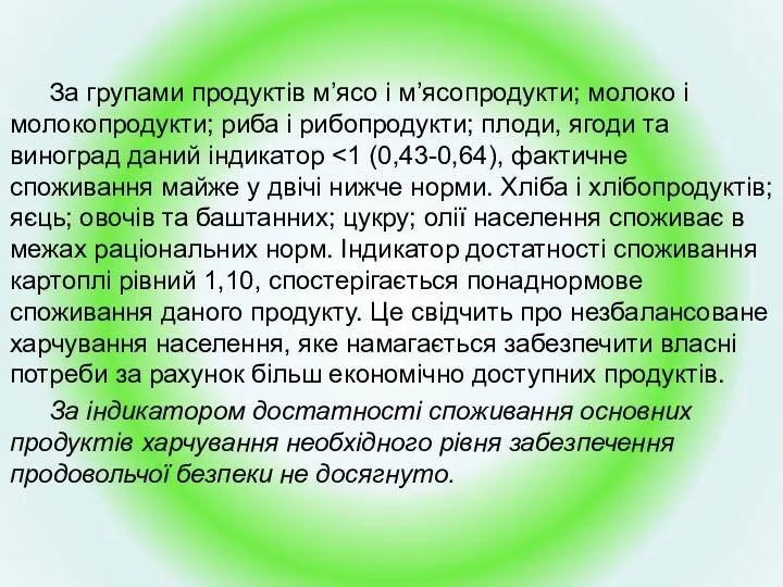 За групами продуктів м’ясо і м’ясопродукти; молоко і молокопродукти; риба і