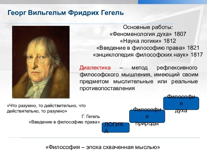 Георг Вильгельм Фридрих Гегель Александрова Л.Д. Характеристики естественнонаучного познания «Что разумно,